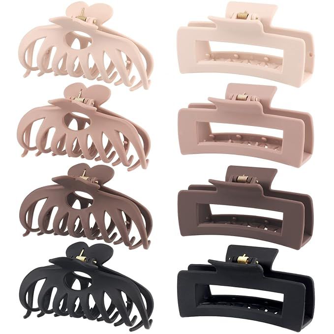 8 Pack 4.3 Inch Large Hair Clips, Neutral Color Hair Claw Clips for Women Thin Thick Curly Hair, ... | Amazon (US)