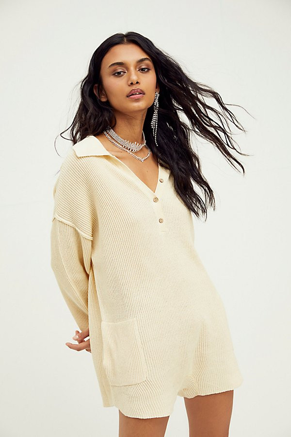 Picnic Sweater Romper by FP Beach at Free People, Vanilla Cake, XS | Free People (Global - UK&FR Excluded)