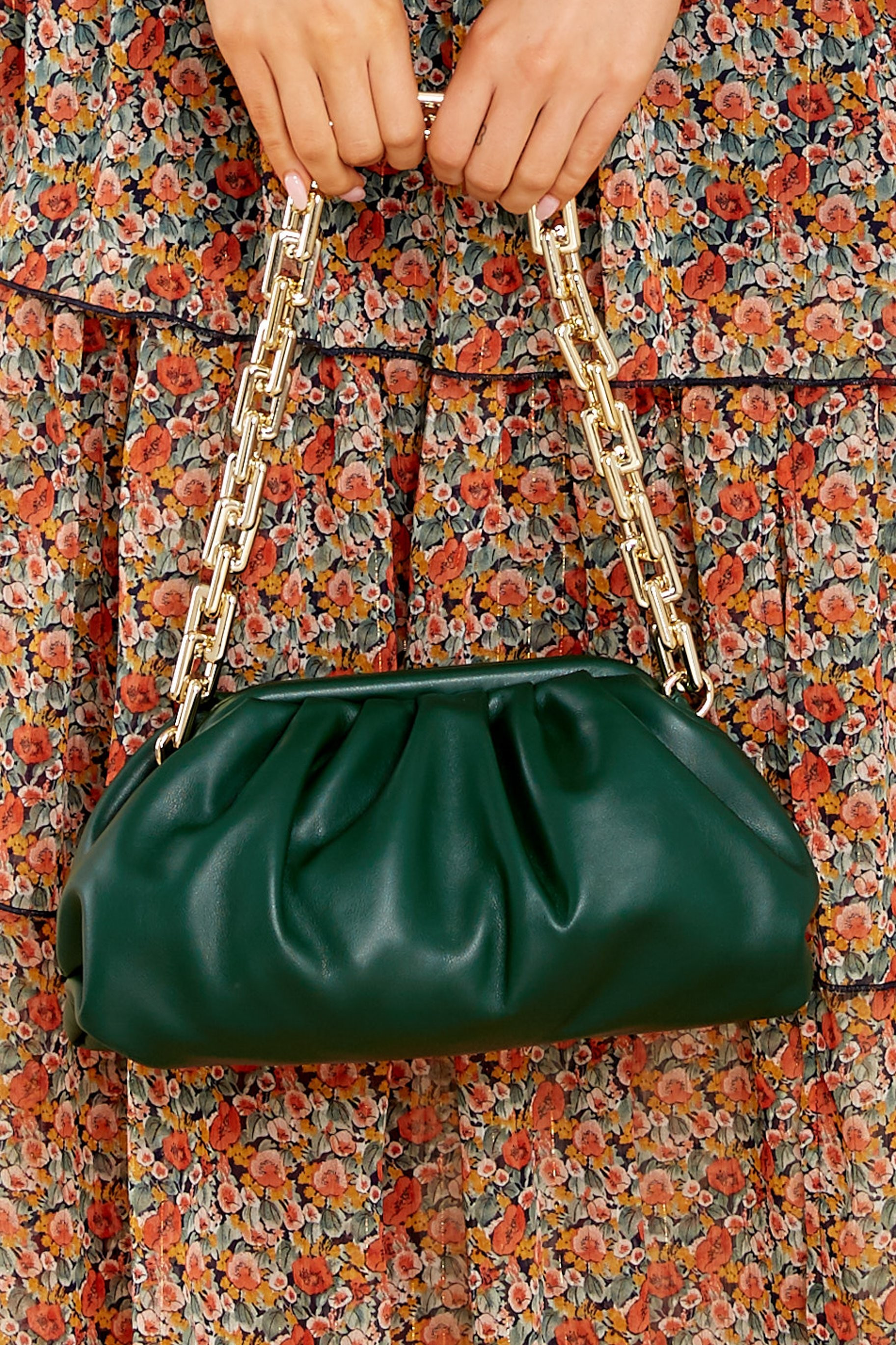 Inside Job Forest Green Bag | Red Dress 