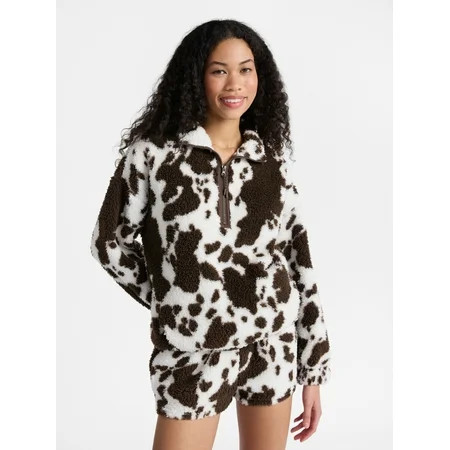 No Boundaries Plush Half-Zip Pullover, Women's and Plus | Walmart (US)