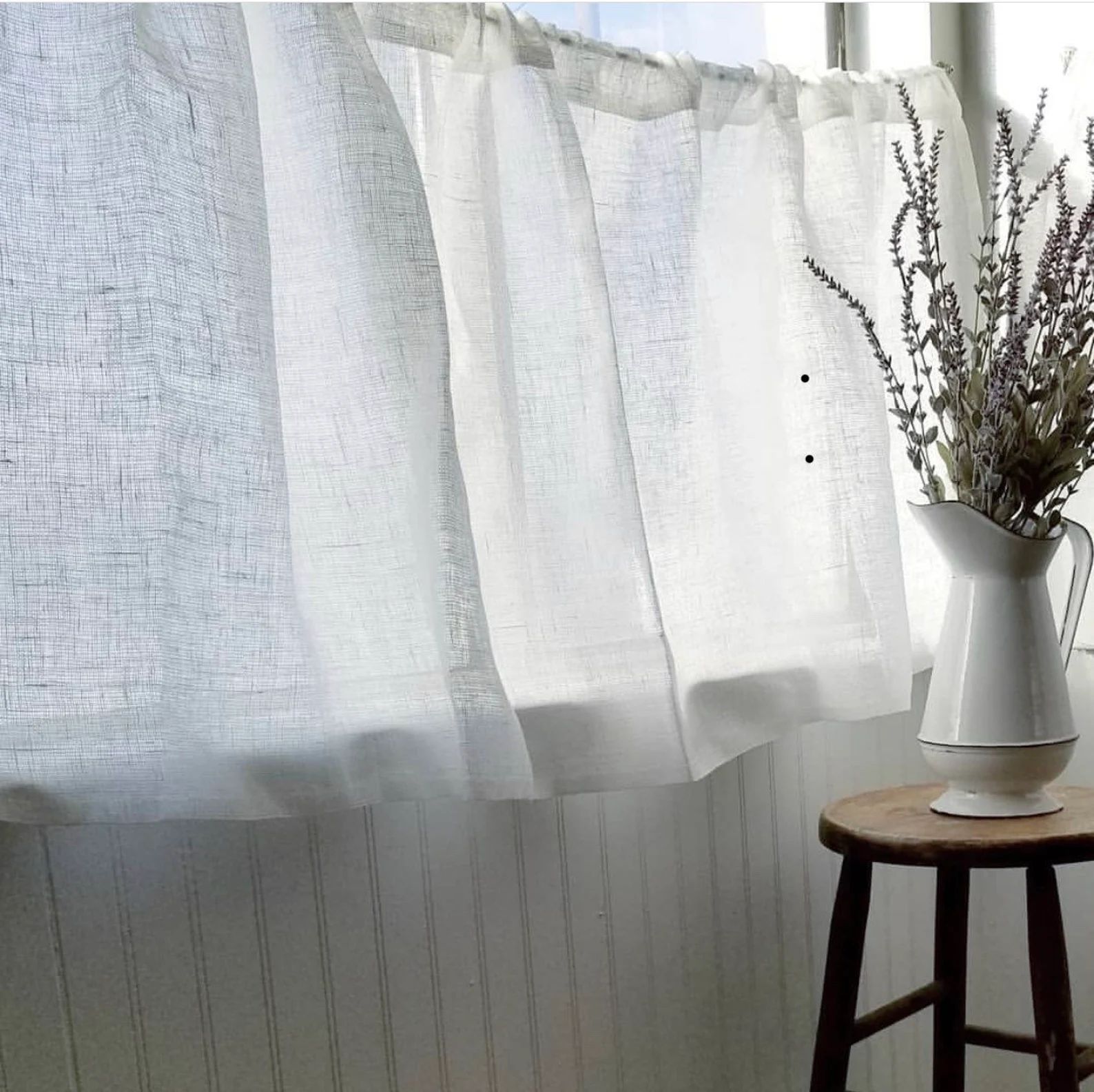 Cafe curtains LUCIA/ linen cafe curtains /white linen curtain / Privacy curtain | Etsy (US)