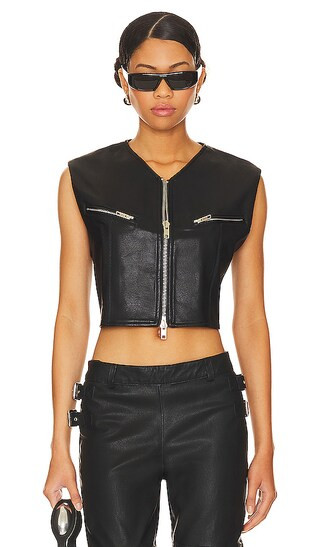 Malcom Faux Leather Vest in Black | Revolve Clothing (Global)