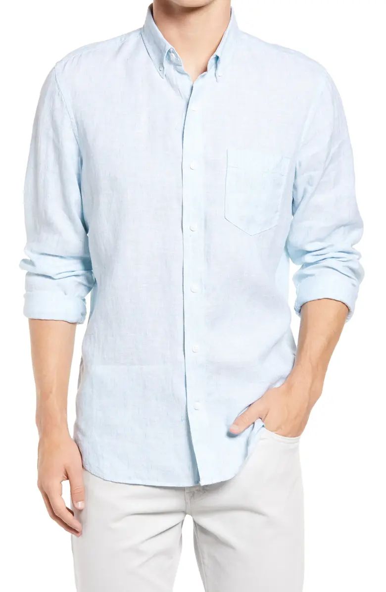 Trim Fit Solid Linen Button-Down Shirt | Nordstrom