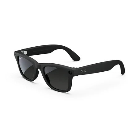 Ray-Ban Meta, Wayfarer Glasses with Meta AI, Audio, Photo, Video Compatibility, Matte Black, Polarized Gradient Graphite Lenses, Large Fit | Walmart (US)
