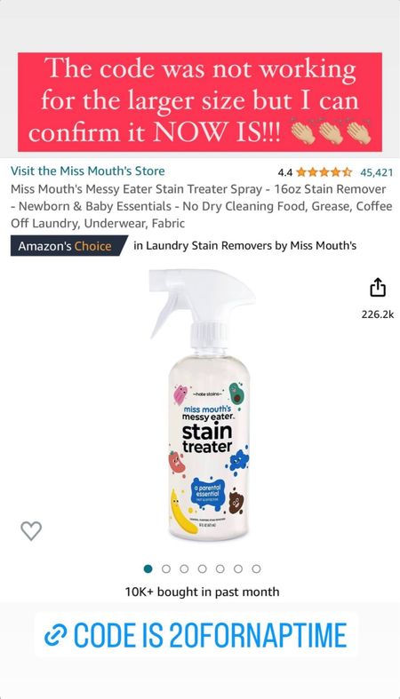 THE BEST stain treater for all the things that I have found! Best to have for kid’s clothes and baby clothes + everything else! Use code 20FORNAPTIME on Amazon

#LTKfamily #LTKsalealert