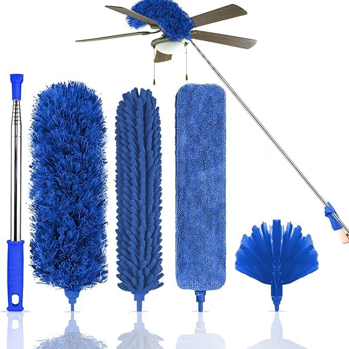 Microfiber Feather Duster, 5PCS Washable Cobweb Dusters for Cleaning Kit with 100" Extension Long... | Amazon (US)