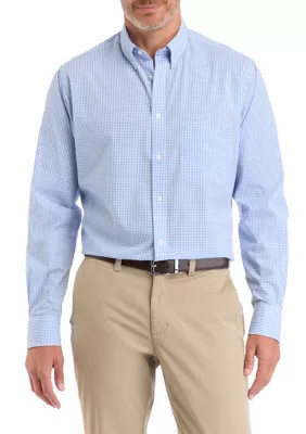 IZOD Men's Long Sleeve Regular Button Down Check Shirt, Blue | Belk