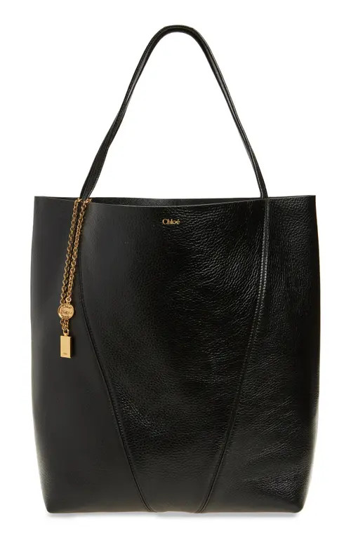 Chloé Large Spin Leather Tote in 001 Black at Nordstrom | Nordstrom