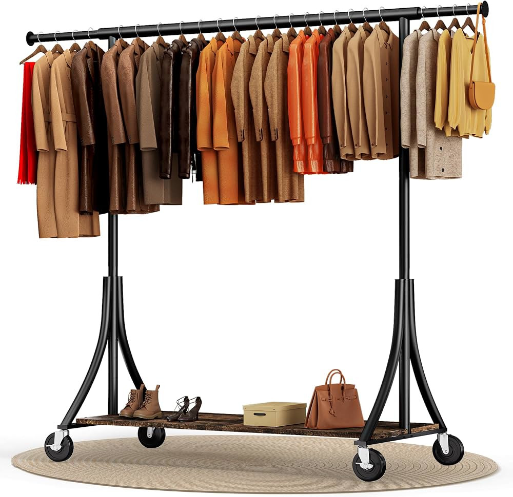 MAXLEAD Clothes Rack, Clothing Rack with Wood Shelves 500 LBS Heavy Duty Garment Rack for Hanging... | Amazon (US)