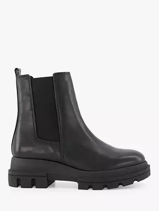 Dune Provenses Cleated Sole Leather Ankle Boots, Black | John Lewis (UK)