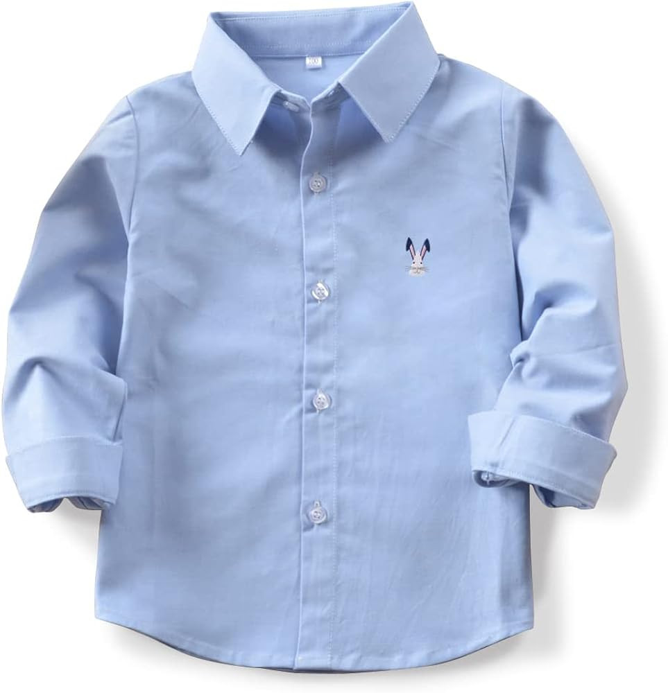OCHENTA Boys' Long Sleeve Button Down Cute Rabbit Casual Dress Easter Shirt | Amazon (US)