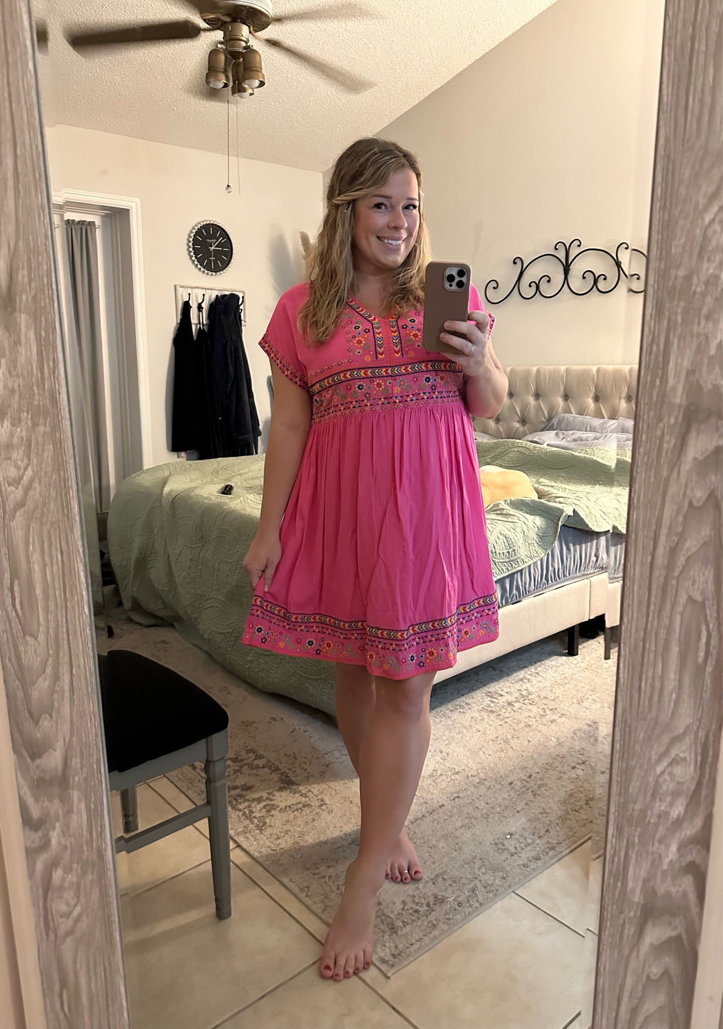 I love anything hot pink. This mini dress has beautiful embroidery oh the bust and bottom of the dress. Perfect for a summer occasion. It has a lining underneath and is not see through at all. I ordered down a size (size medium) due to the measurements making it look like it would be a baggier fit. Only downfall of that is I have bigger chest and it didn’t quite give enough room in the chest area length wise, otherwise it fits great.


Mini dress
Midsize dress
Impressions boutique dress
Hot pink dress
Embroidery 
Embroidered Dress 
Summer dress
Barbie dress
Barbie pink

#LTKunder100 #LTKSeasonal #LTKFind