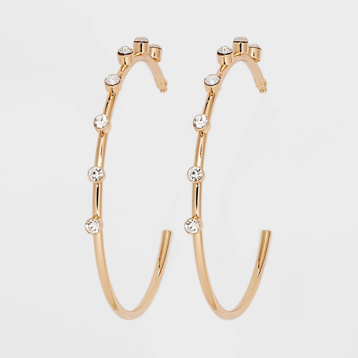 Gold Delicate Hoop With Stones Earrings - A New Day™ Gold | Target