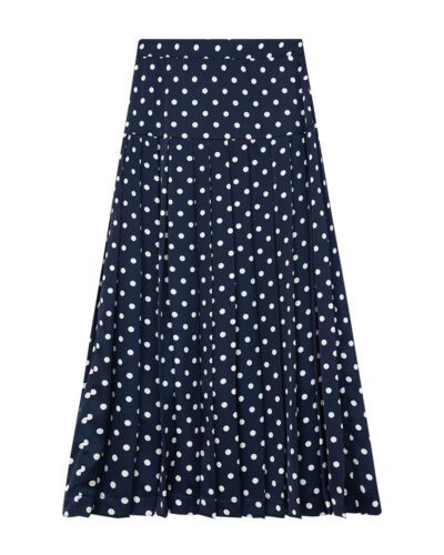 Kate Middleton Wimbledon Polka Dot Skirt Navy Blue White Midi Pleated High-waist  | eBay | eBay US