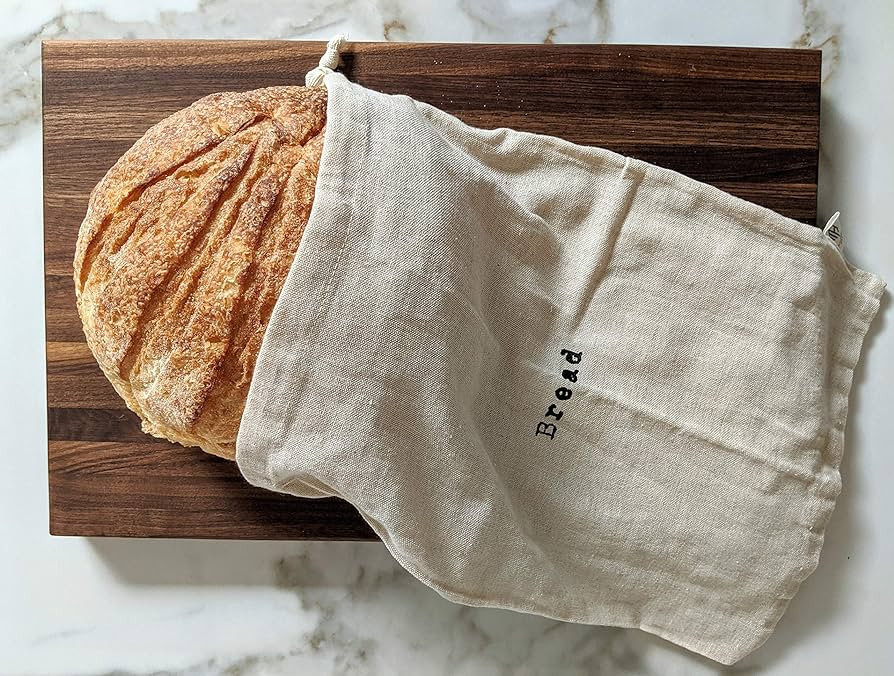 Set of 2 Extra Large Farmhouse Natural Linen 12"x15" Artisan Boule Bread Bags, Reusable Drawstrin... | Amazon (US)