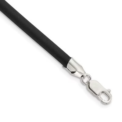 Black Bow Jewelry 4mm Black Rubber Cord Chain, Sterling Silver Clasp Necklace, 20 Inch | Target