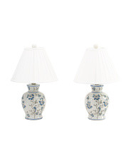Set Of 2 19in Printed Ceramic Table Lamps With Pleated Shades | Home | Marshalls | Marshalls
