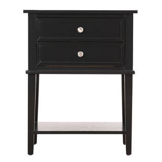 Passion Furniture Newton 2-Drawer Black Nightstand (28 in. H x 16 in. W x 22 in. D) | The Home Depot