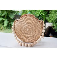 Round Straw Bag, Woven Boho Hyacinth Basket, Birthdays Gift | Etsy (US)