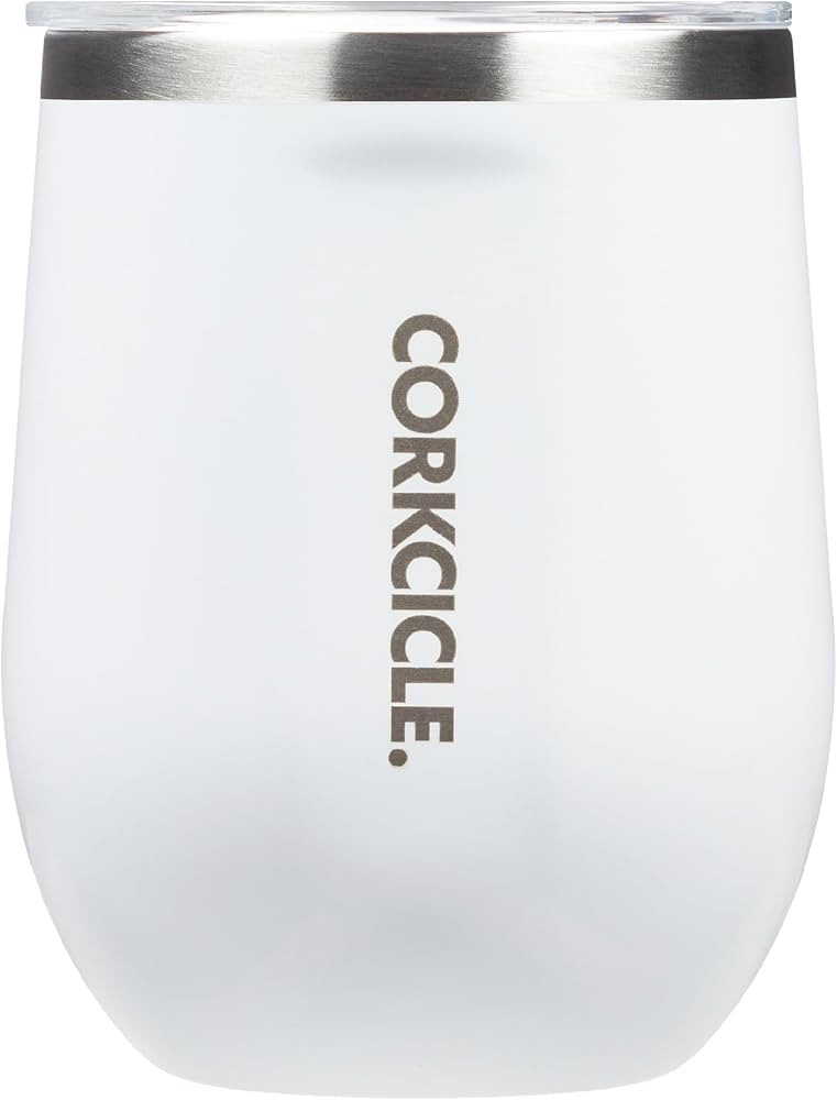 Corkcicle Stemless Insulated Wine Glass Tumbler, Gloss White, 12 oz – Stainless Steel Stemless ... | Amazon (US)