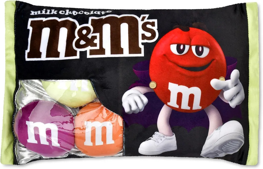 iscream M&M's Halloween Package-Shaped Printed Fleece 4-Piece Pillow Set | Amazon (US)