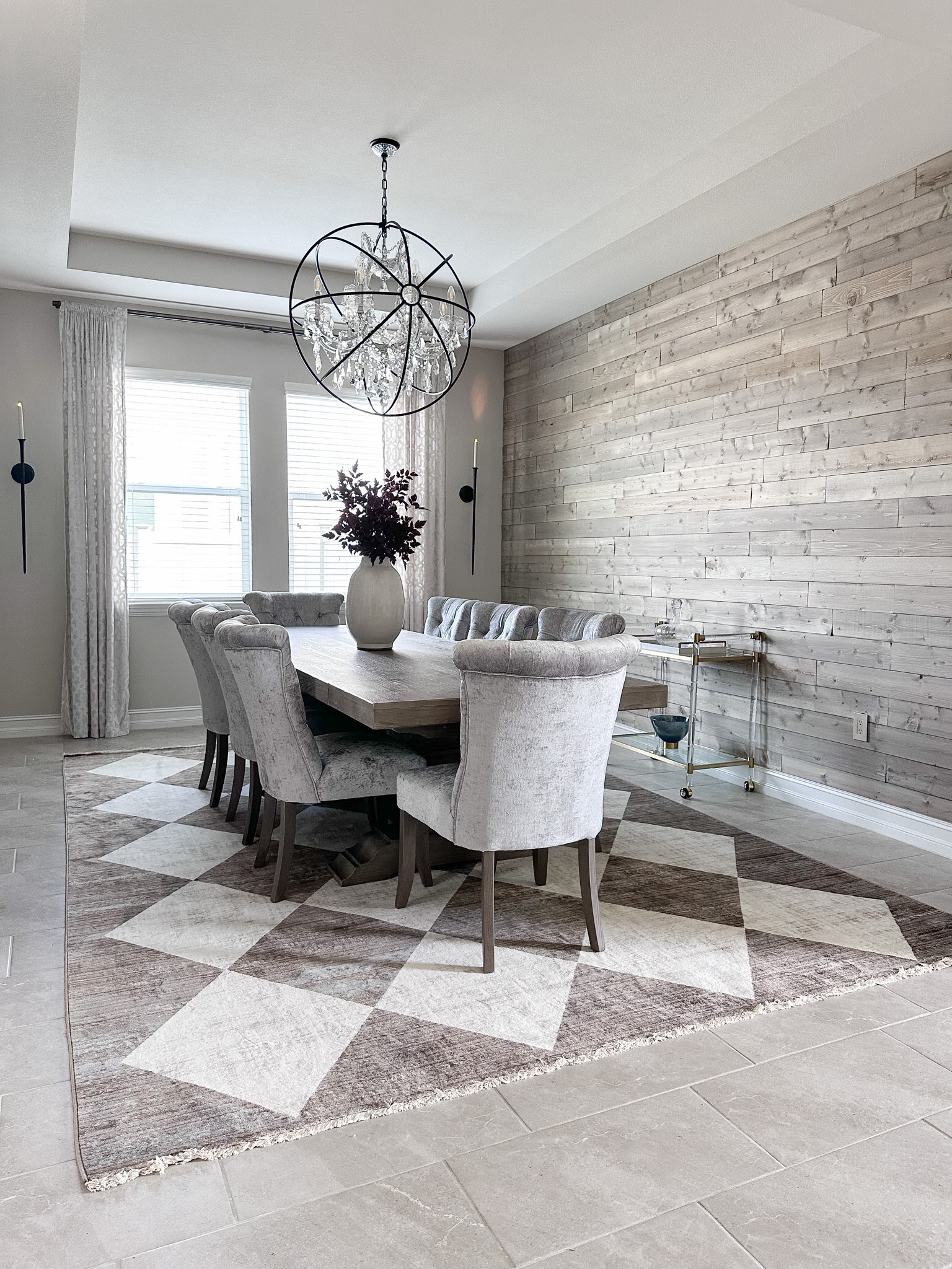 My dining room rug is one of my favorites! Love the colors and the pattern! 


Rugs USA rug, diamond rug, checkered rug, harlequin rug, acrylic barcart, orb chandelier, wood plank wall, candle sconce 

#LTKhome