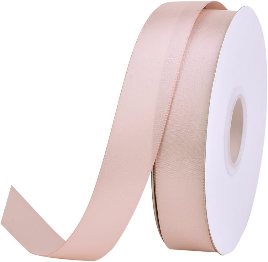 Ribest 1 inch Vanilla Double Face Satin Ribbon 50 Yards Per Roll for Gift Wrapping Flowers Bouque... | Amazon (US)