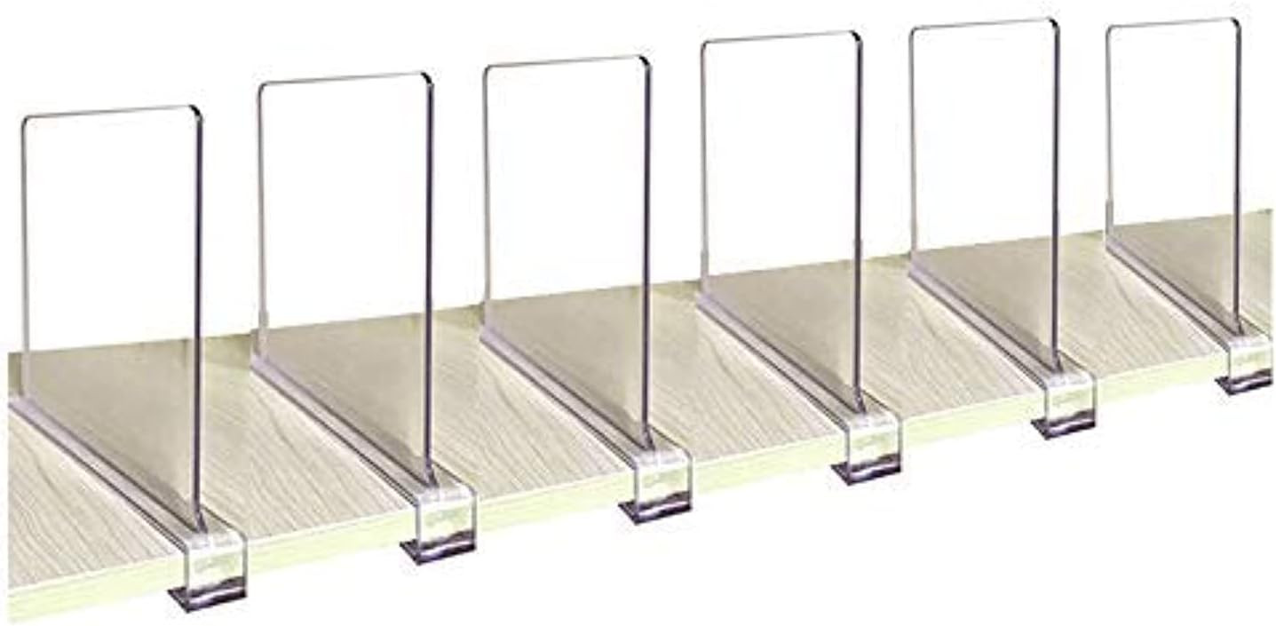 CY craft Acrylic Shelf Divider, Wood Shelf Dividers,Clear Closet Shelf Separators Clothing Organi... | Amazon (US)