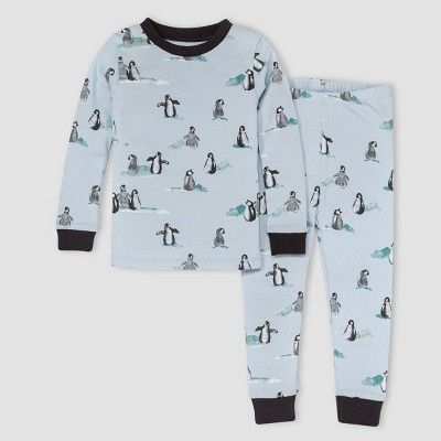 Burt&#39;s Bees Baby&#174; Toddler Penguins Organic Cotton Tight Fit Pajama Set - Blue/Charcoal 2... | Target