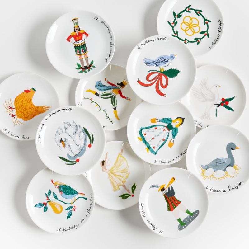 Days of Christmas Appetizer Plates with Stand | Crate and Barrel | Crate & Barrel