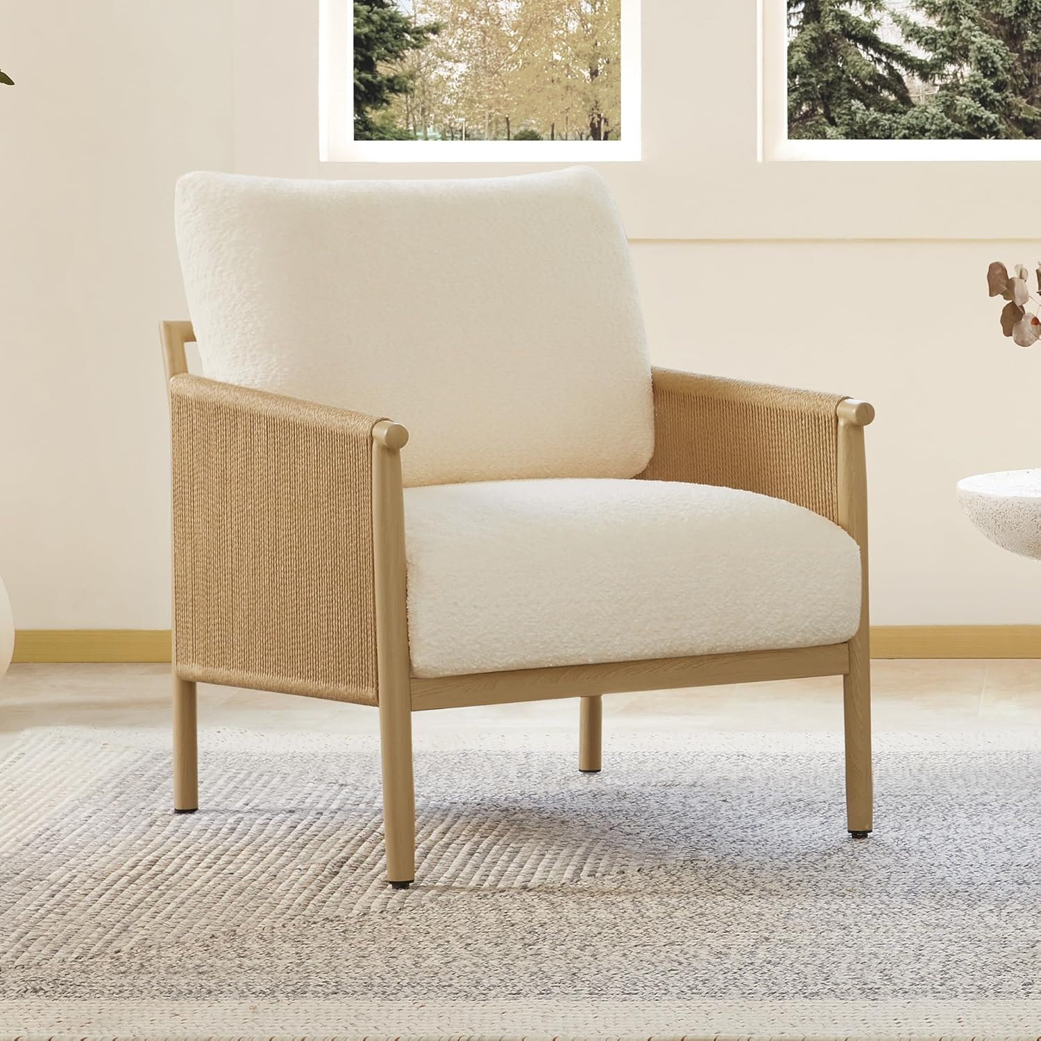 CHITA Braid Accent Chairs, Modern Armchair with Wood-Like Finish Metal Frame for Living Room and ... | Amazon (US)