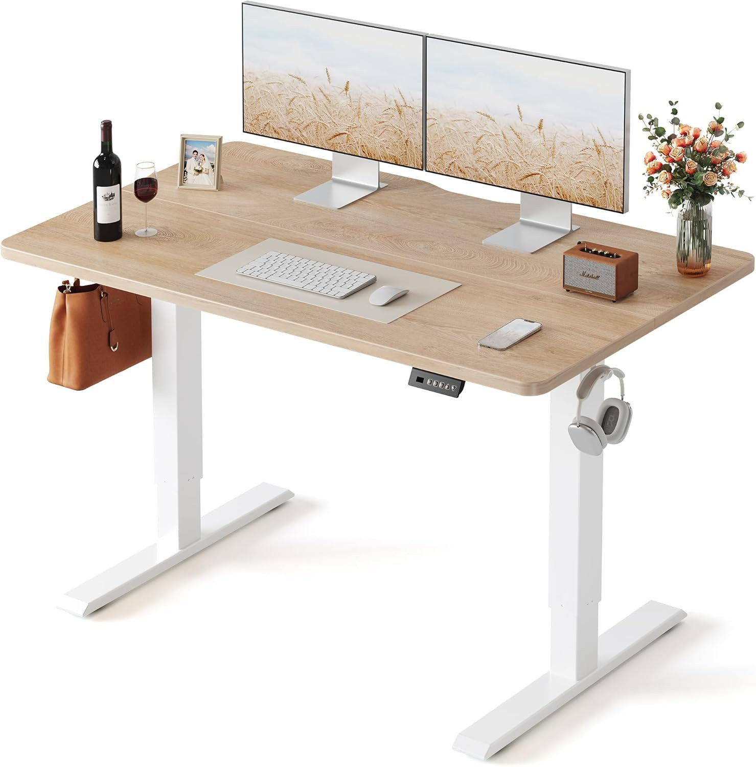 FEZIBO Standing Desk 48 × 24 Inch Electric Height Adjustable, Maple | Amazon (US)