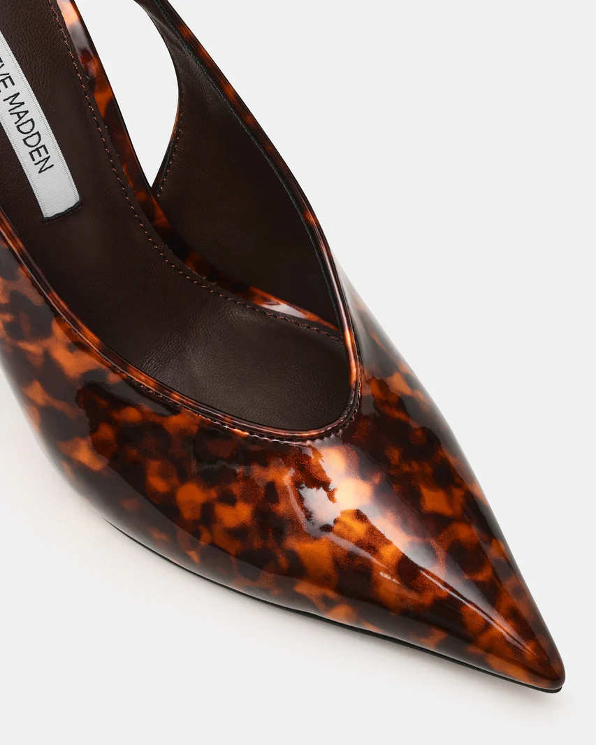 ANDROMEDA Tortoise Patent Slingback Pointed-Toe Stiletto Pump Women's Heel | Steve Madden (US)