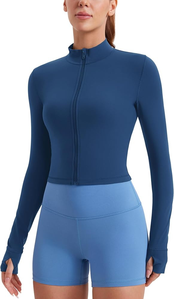 CRZ YOGA Womens Butterluxe Full Zip Cropped Workout Jackets Slim Fit Lightweight Athletic Yoga Ja... | Amazon (US)