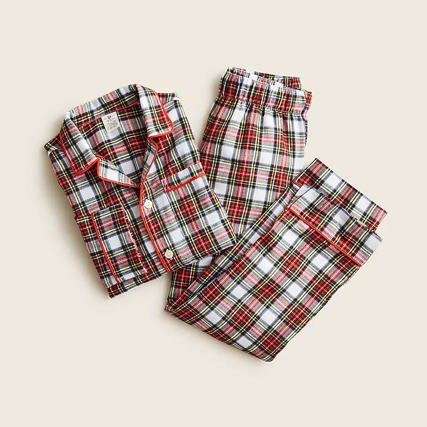 Kids' button-up pajama set in tartan | J.Crew US