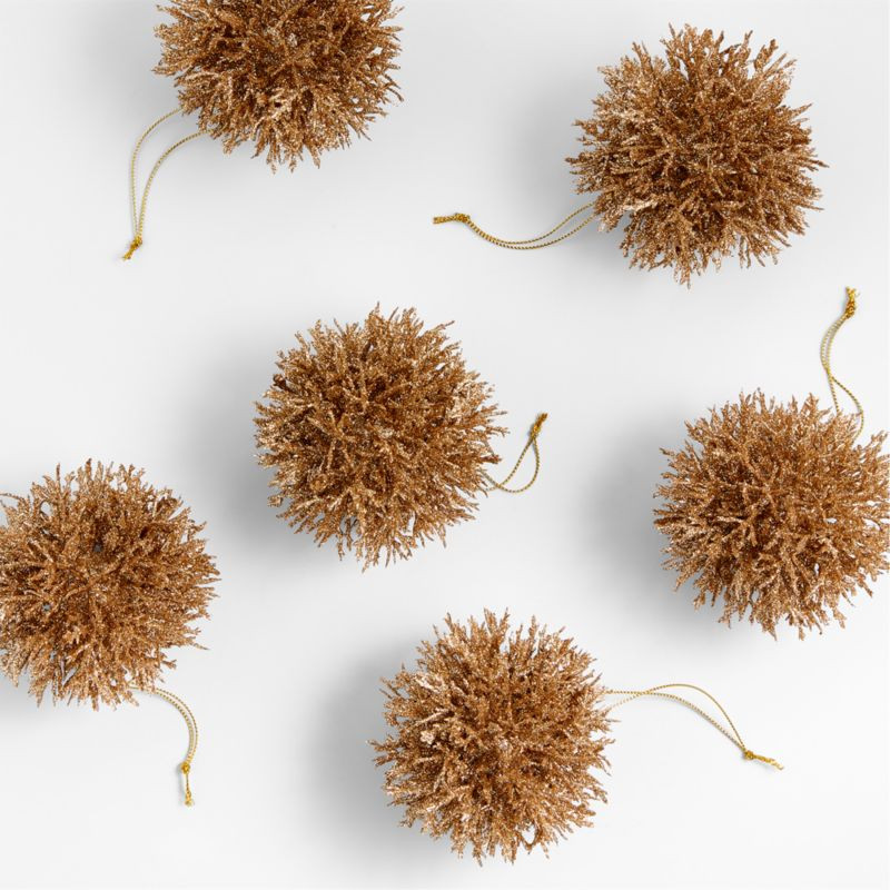 Gold Glitter Coral Cluster Christmas Tree Ornaments, Set of 6 | Crate & Barrel | Crate & Barrel