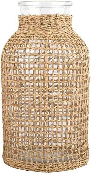 SENTOP, Glass Flower Vase with Rattan Cover, Creative Japanese Style Flower Bud Vase, Floral Contain | Amazon (US)