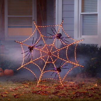 Haunted Living 5-ft Pre-Lit Spider Web Free Standing Decoration Life Size Statue | Lowe's