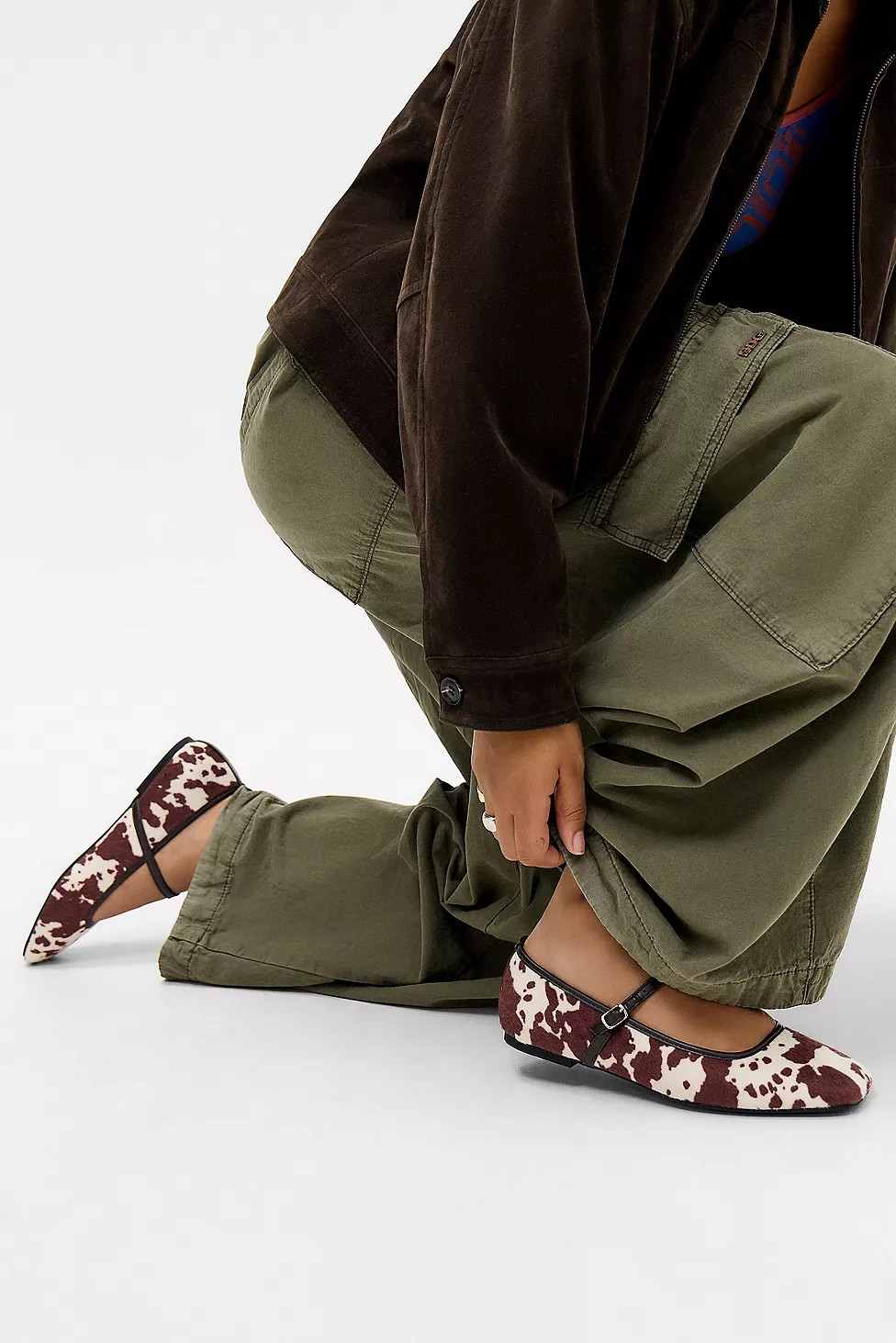 RAID Colly Cow Print Ballerina Shoes | Urban Outfitters UK