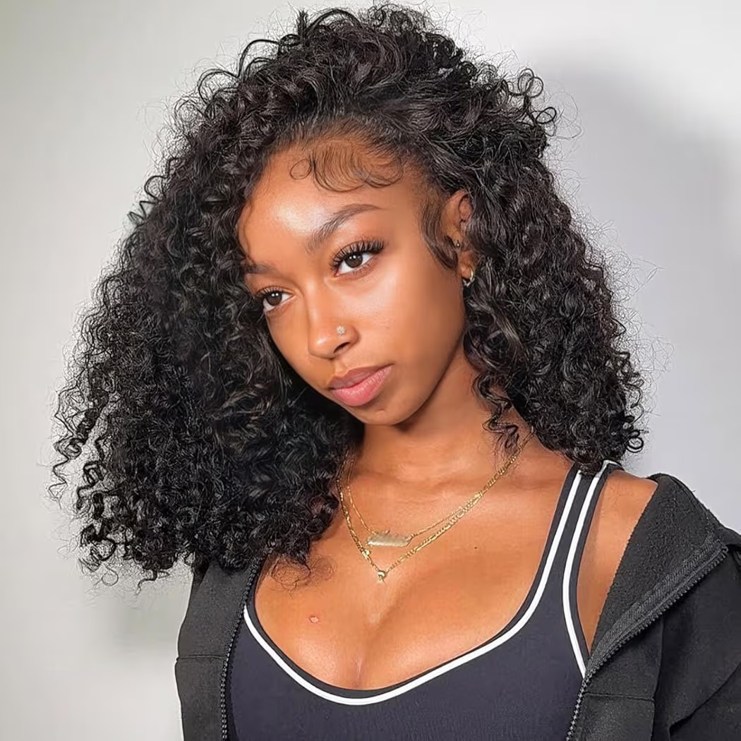 Kinky Curly Half Wig Human Hair 250 Density Headband Wig Human Hair Glueless Wigs Wear And Go Dra... | Amazon (US)