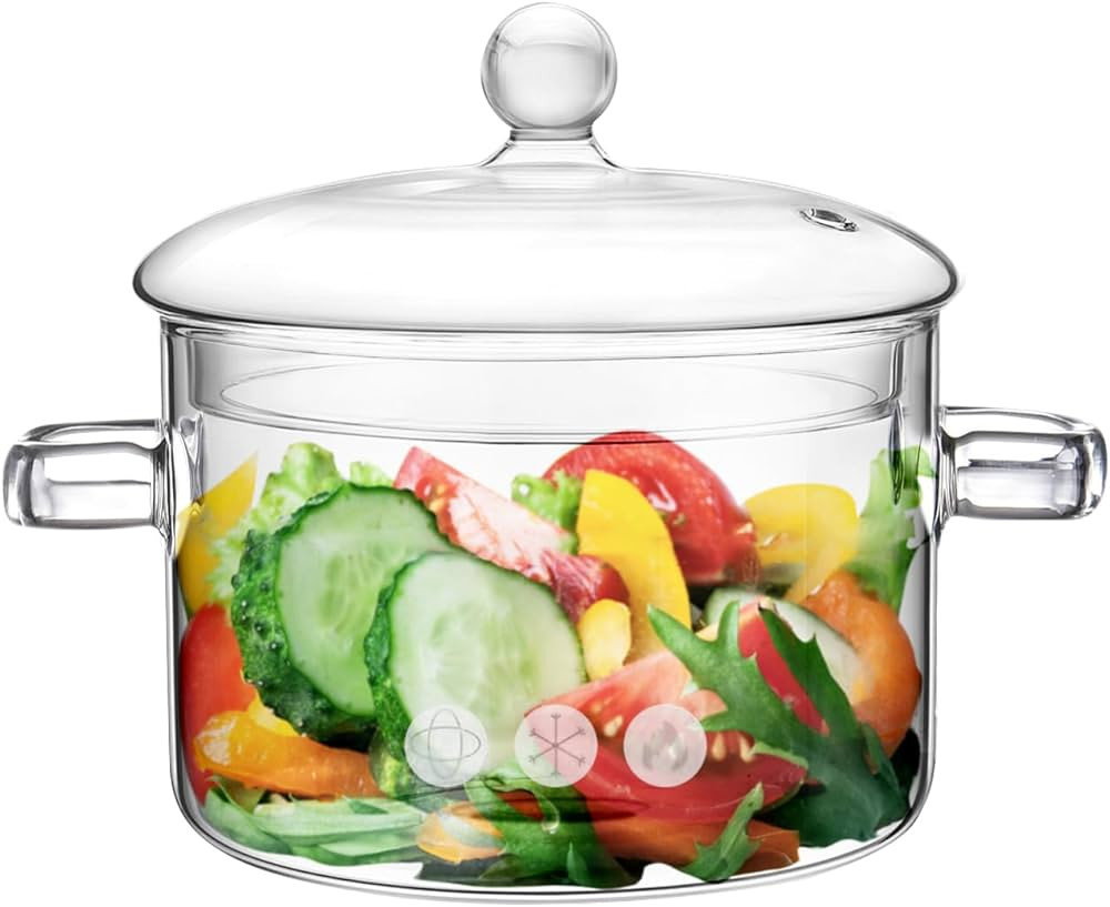 Glass Pots for Cooking on Stove, 1.5L/50oz Glass Cooking Pot with Lid, Heat-Resistant glass simme... | Amazon (US)