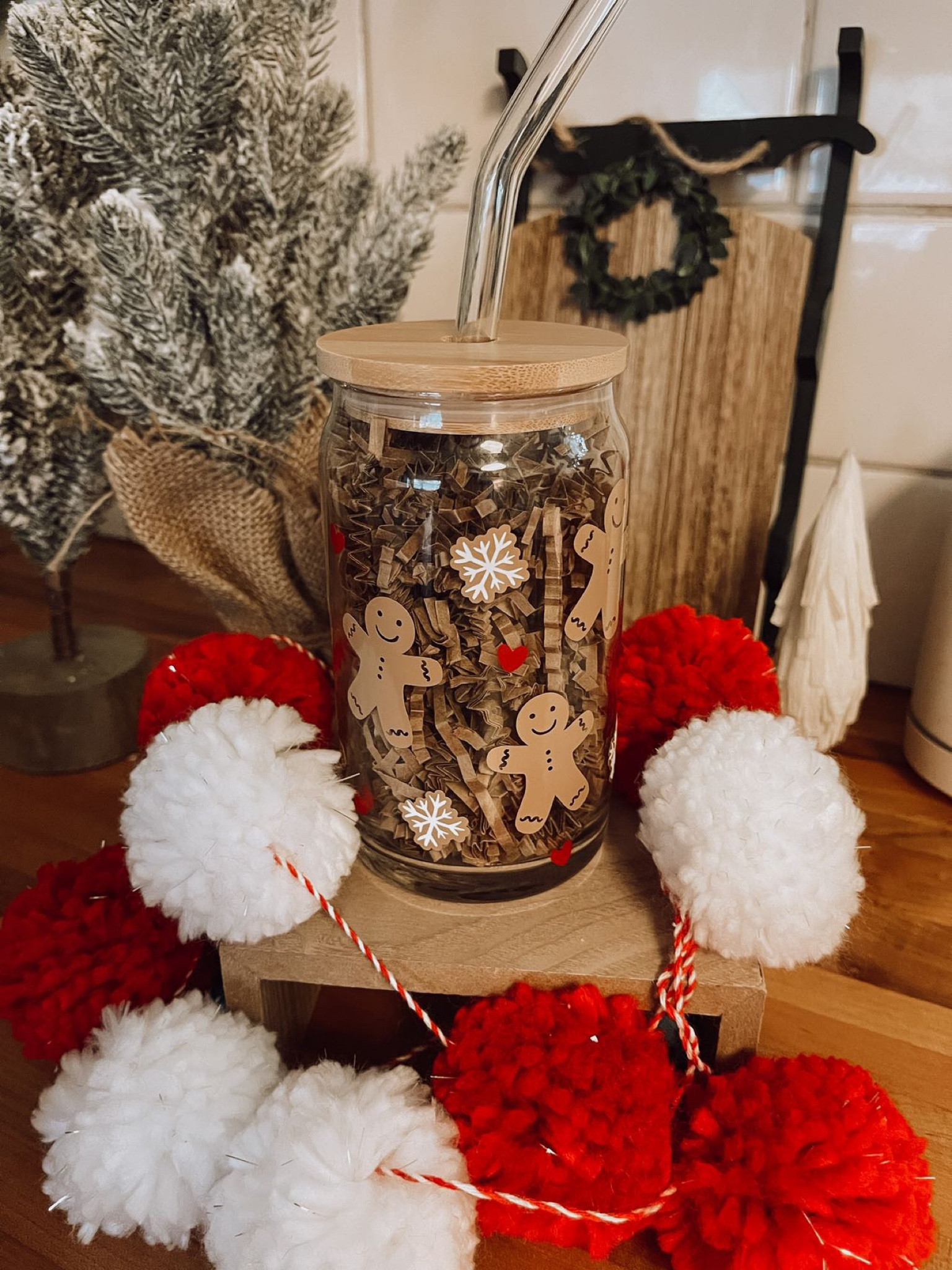 Gingerbread man ice coffee glass, Christmas glass, holiday glass, holiday decor 
Use code ATLAS15 for 15% off 

#LTKunder50 #LTKHoliday #LTKSeasonal