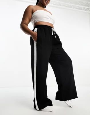 ASOS DESIGN Curve pull on trouser with contrast panel in black | ASOS | ASOS (Global)