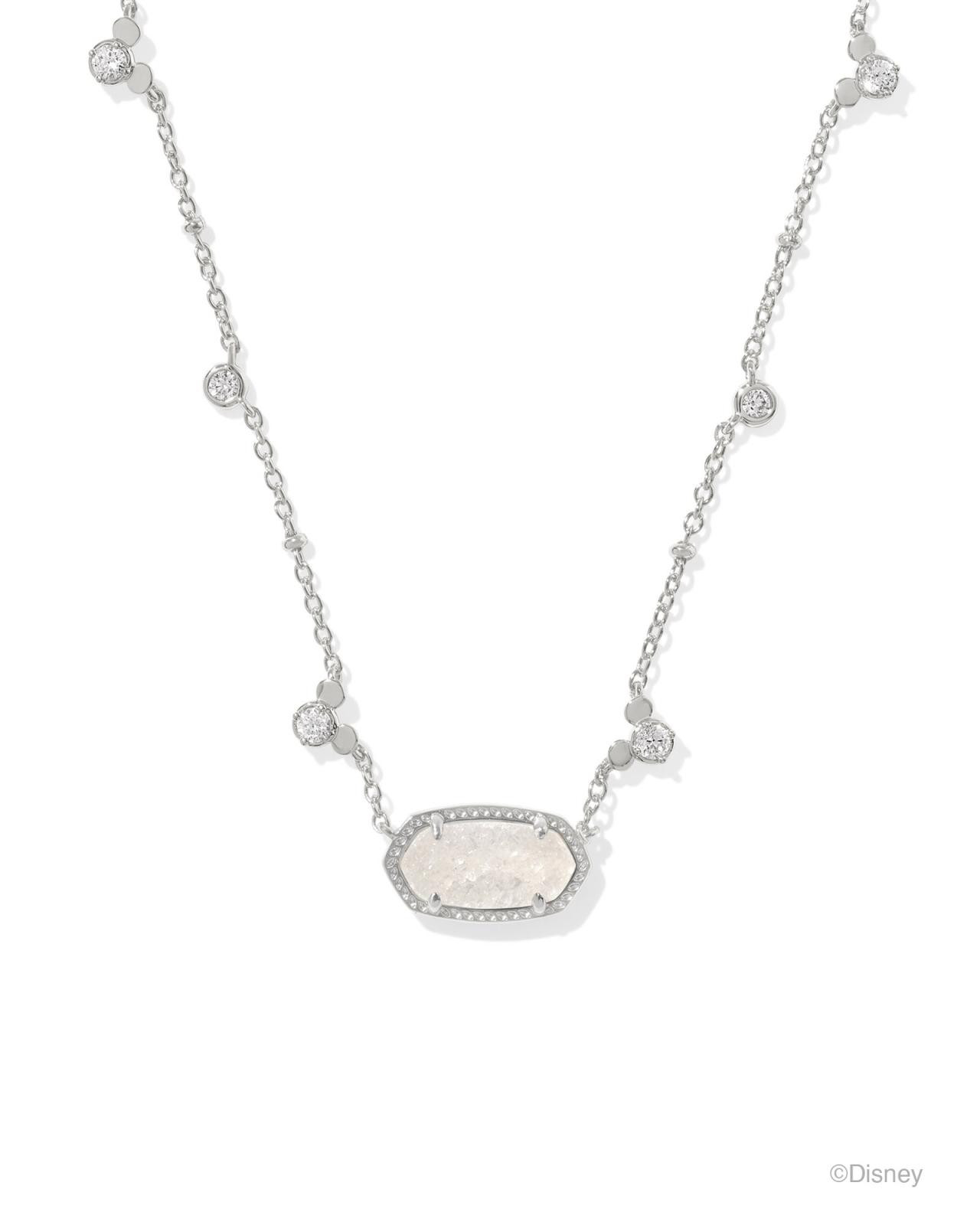 Disney | Kendra Scott Silver Mickey Mouse Elisa Short Pendant Necklace in Iridescent Drusy | Kendra Scott