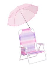 Folding Stripe Beach Chair With Cup Holder And Umbrella | TJ Maxx