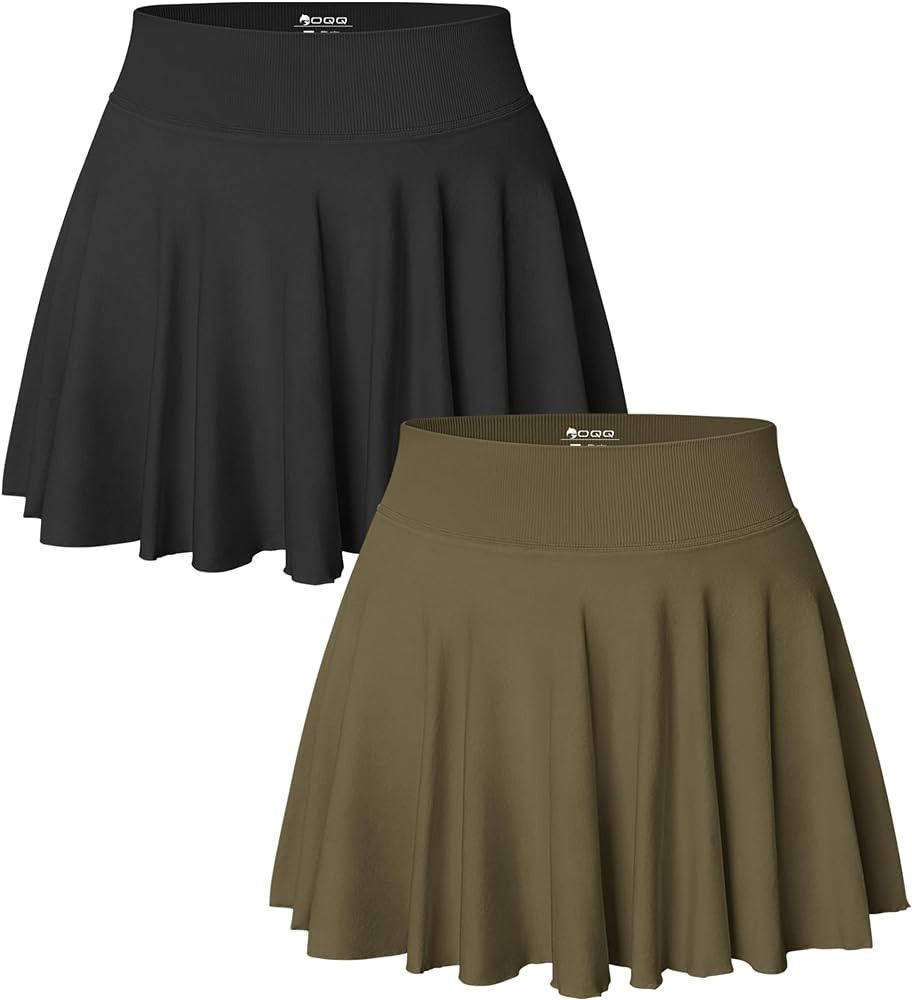 OQQ Women 2 Piece Skirts 2 in 1 Flowy Basic Versatile Stretchy Flared Casual Mini Skirts | Amazon (US)