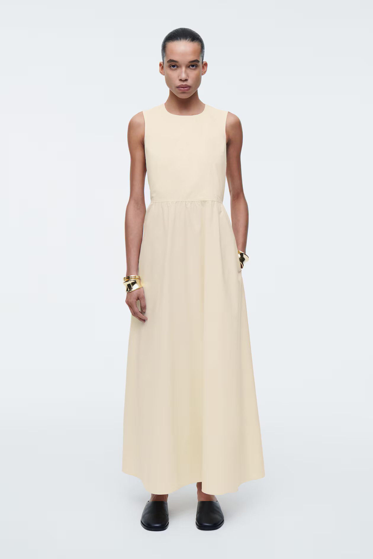 OPEN-BACK COTTON MIDI DRESS - BUTTERMILK | COS UK