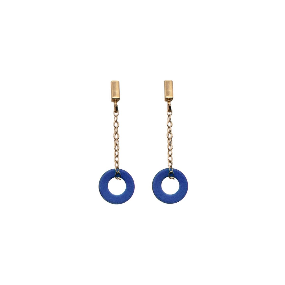 Drop Hoop Earrings - Blue, Gold | Wolf & Badger (US)