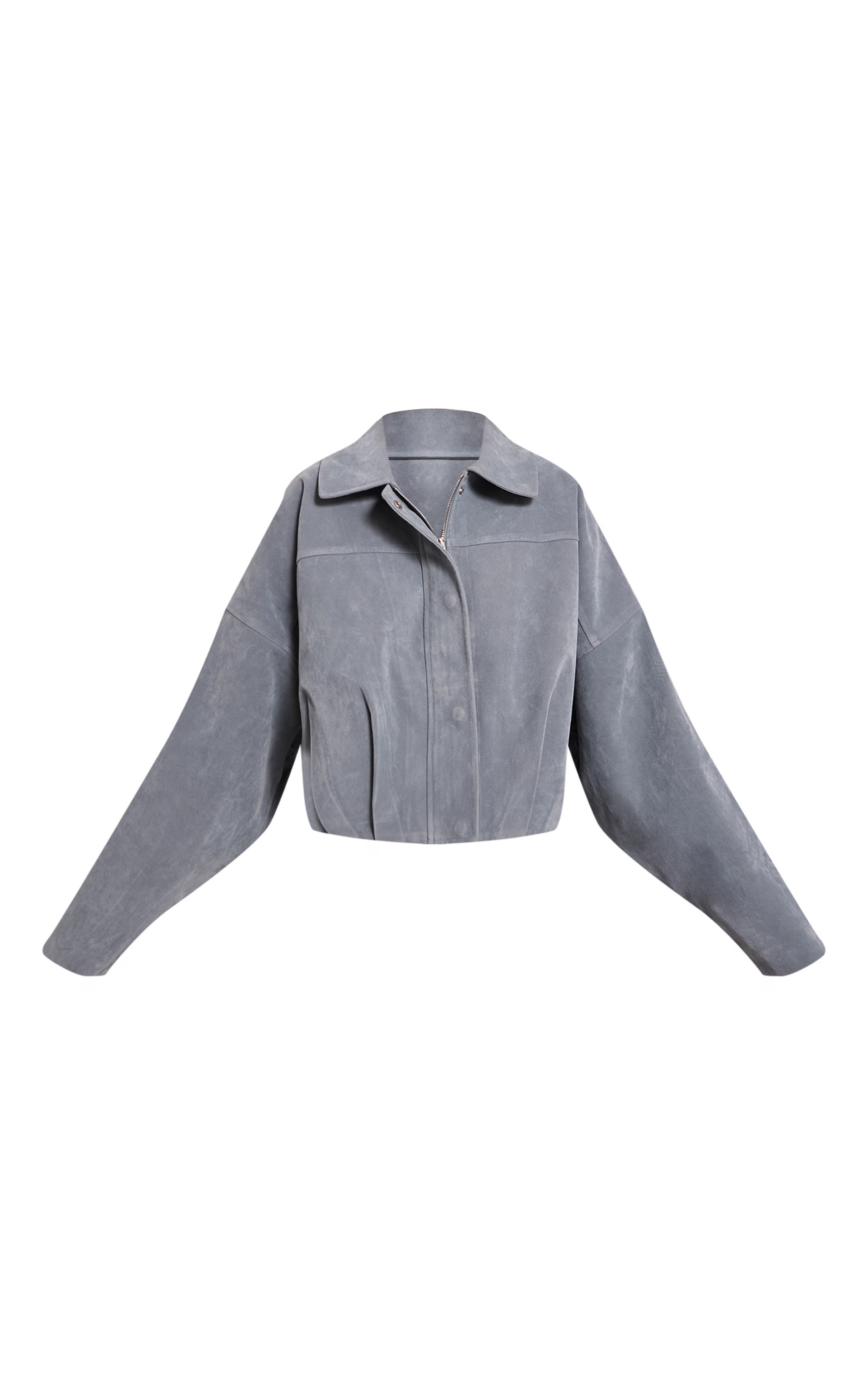 Dusty Blue Covered Placket Bomber Jacket | Outerwear | PrettyLittleThing UK