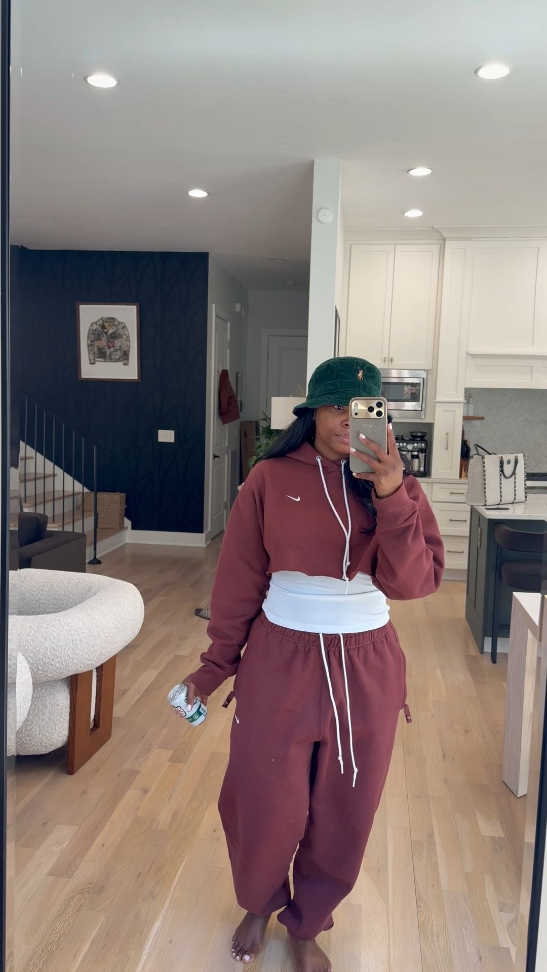 Top: M (cut off pocket to make crop)
Pants: M
Tank: M
